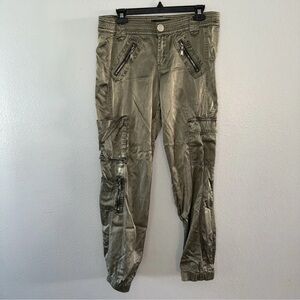 Z Cavaricci Cargo Joggers Vintage 90’s Satin Olive Green Pants Womens Size 11